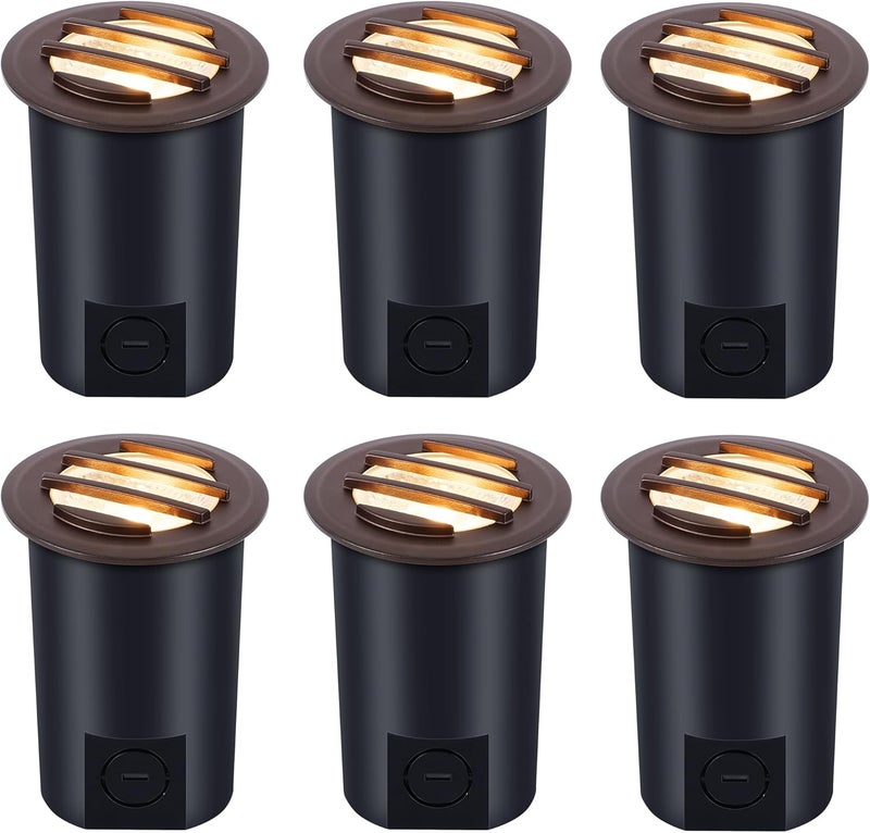 CLOUDY BAY [6 Pack] 9W Low Voltage Landscape Lights,LED Well Lights,Grated Top,12V-24V Waterproof Outdoor,2700K/3000K/3500K/4000K/5000K In Ground Lights for Fence Pathway Deck,Bronze - Image 1